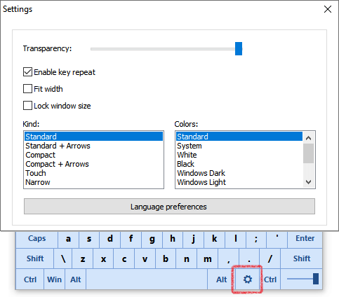 Virtual Keyboard Settings